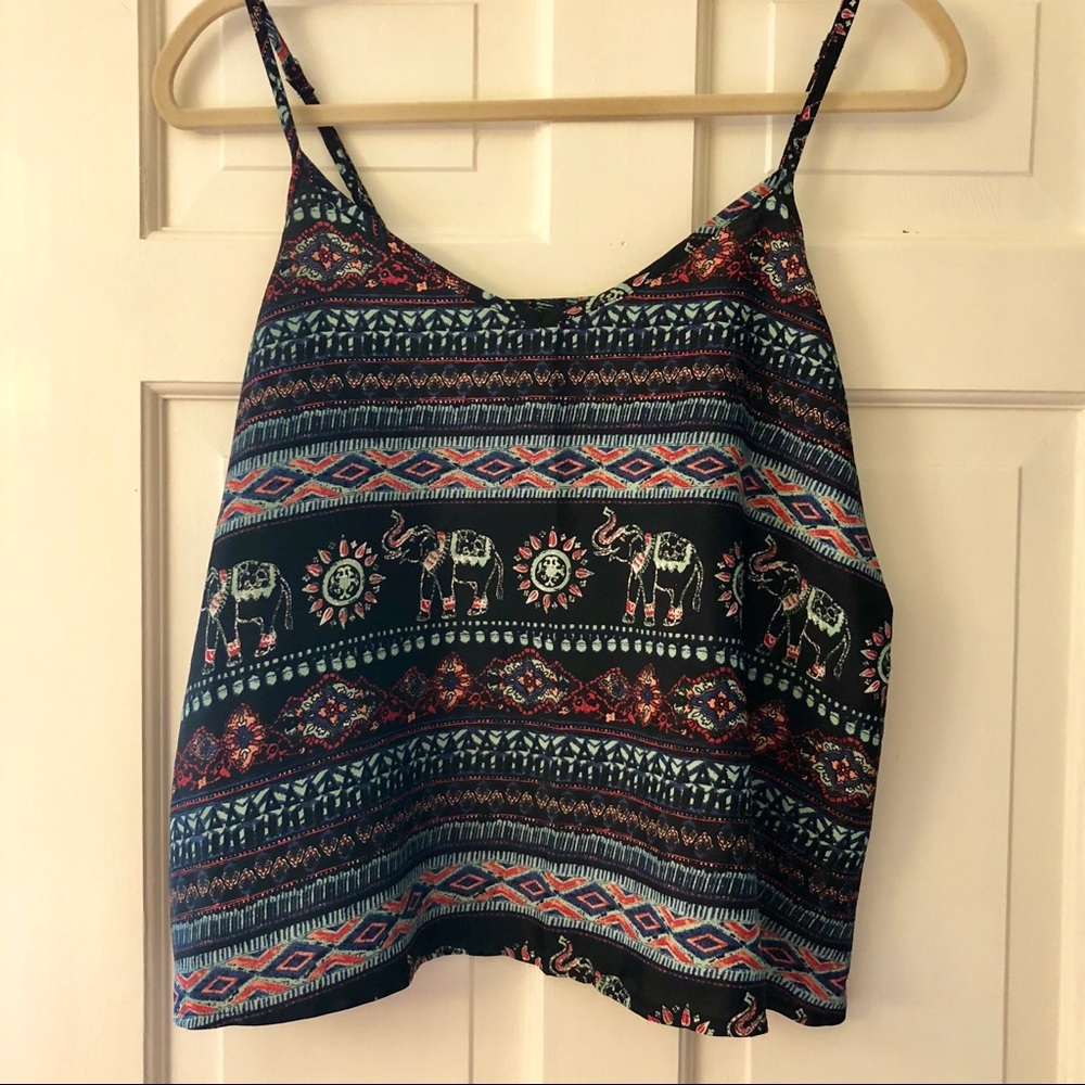 Hollister Elephant Print Spaghetti Strap Blouse